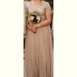 Sequin Top Tulle Skirt Long Formal Dress